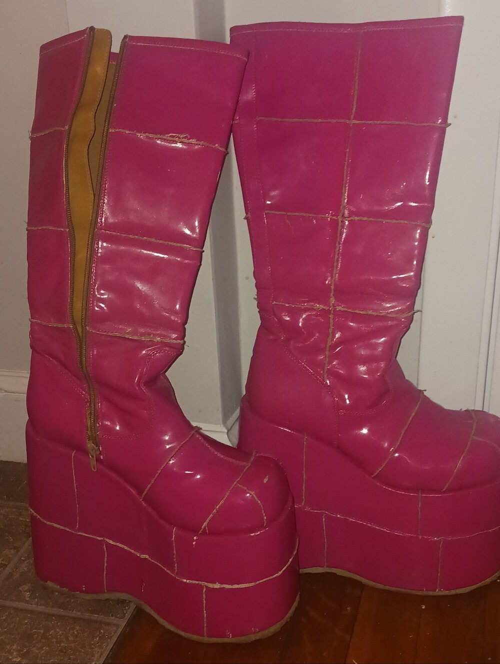 Demonia Hot Pink Stack 301 7 Inch Platforms Size 9 PROJECT PAIR